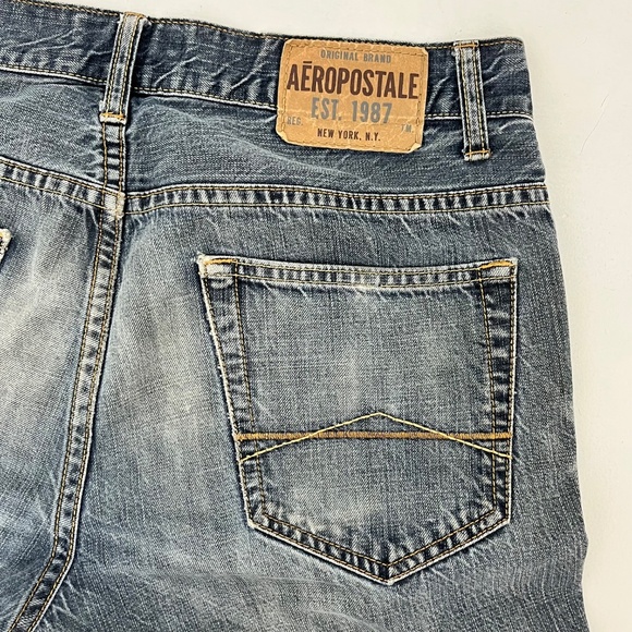 Aeropostale Mens Size 32/32 Driggs Slim Bootcut Jeans Blue Retro Straight Denim - Picture 4 of 16